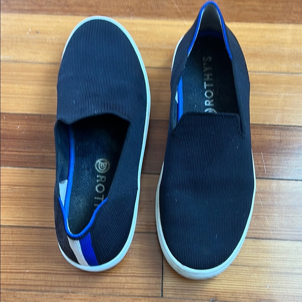 Rothy's Black and Blue Slip-On Sneakers